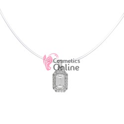 Colier din fir transparent cu pandantiv din zirconiu AS42CC Argintiu